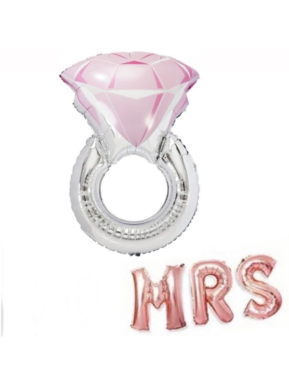 Bride Bachelorette Balloon Bundle with Giant Engagement Ring and MRS Letters NEW